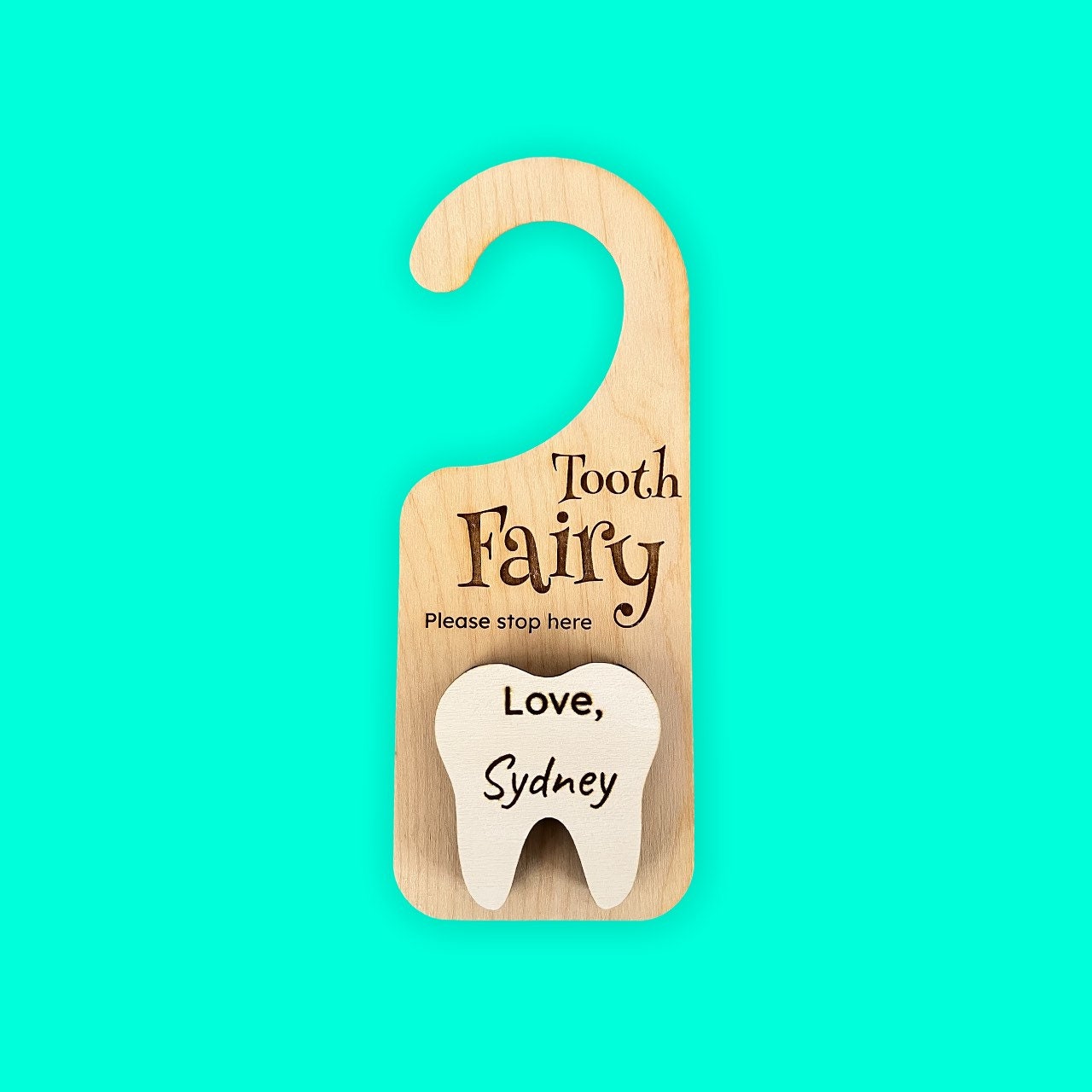 Tooth Fairy Please Stop Here door hanger, Personalized tooth and money holder, Whimsical child’s gift, messy room solution