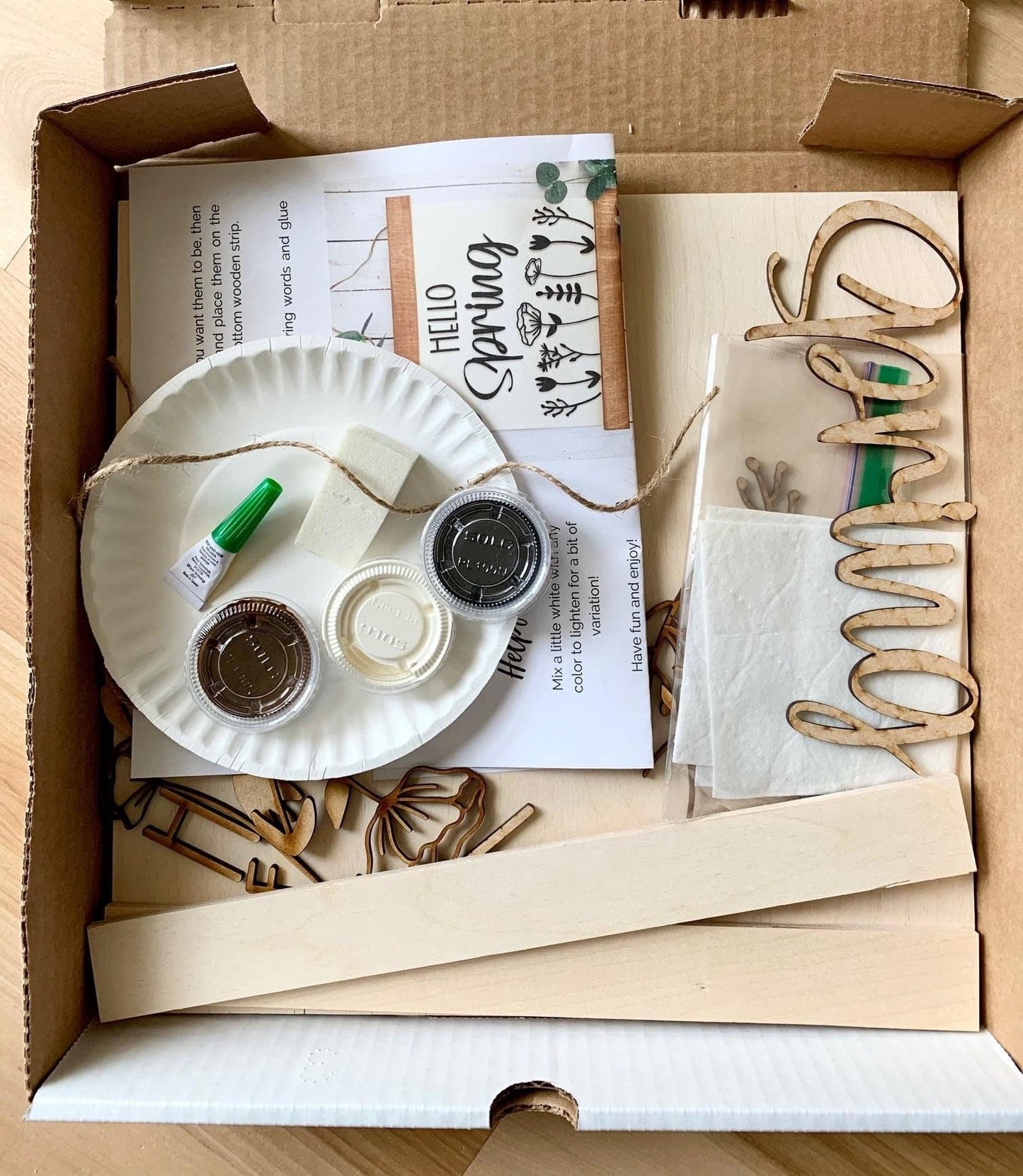 DIY Craft kit, Hello Spring wood blanks