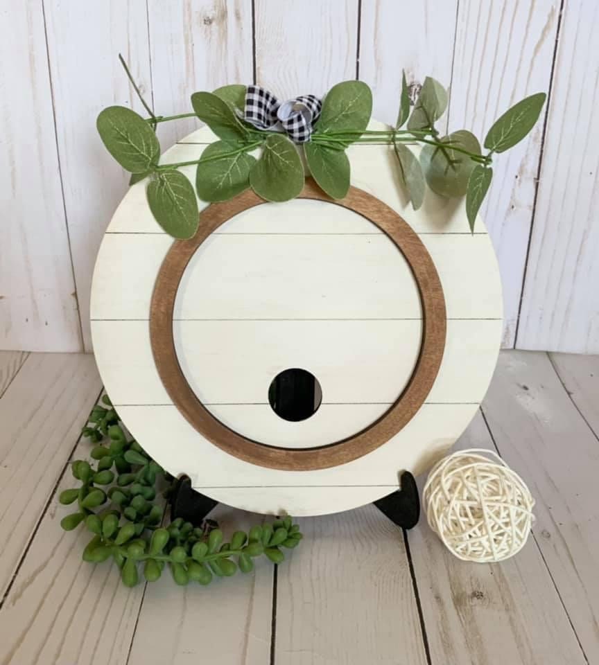 DIY Craft Kit, Round shiplap frame with inserts Unfinished Wood - Wooden Blanks- Wooden Shapes - laser cut shape - Paint Party