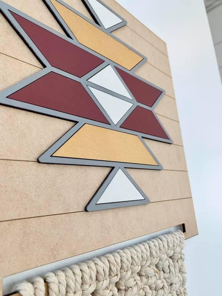 DIY Craft Kit, Macrame - Welcome with Leaves Sign, Geometric modern sign