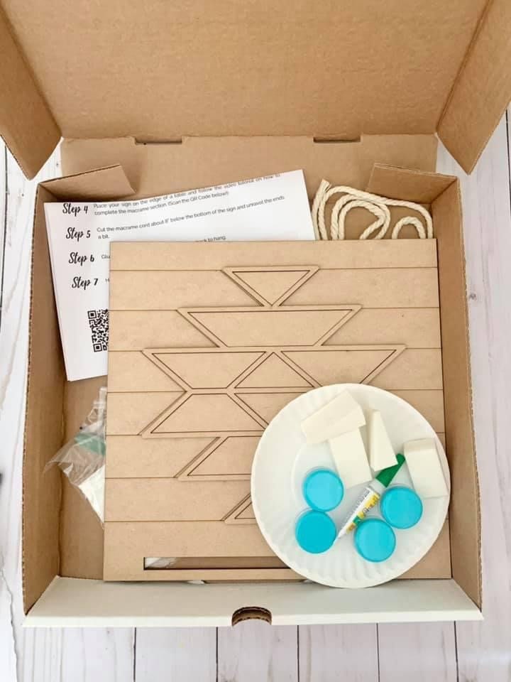 DIY Craft Kit, Macrame - Welcome with Leaves Sign, Geometric modern sign